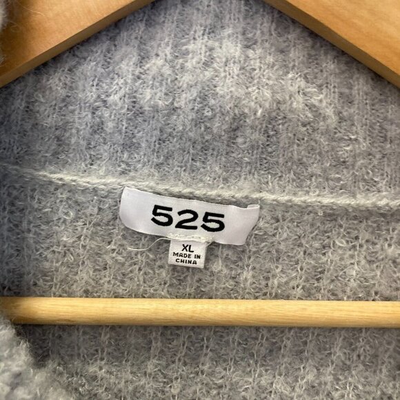 525 Slouchy Cropped Turtleneck Sweater Womens XL Gray Knit Fuzzy Oversized Beach - Picture 4 of 12